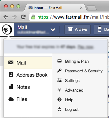 Settings FastMail